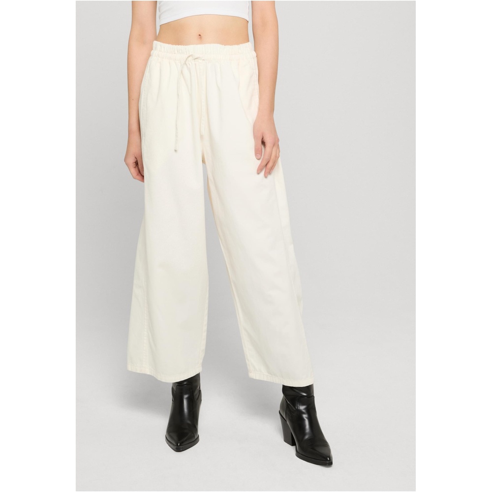 Urban Classics - Barrel Cropped Cotton Wide leg trousers - Off white